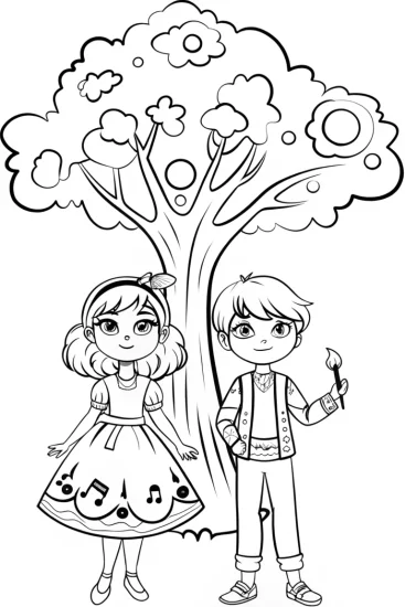 A coloring page of Guardians of the Harmony Tree Coloring Page