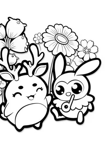 A coloring page of Squishmallow Garden Orchestra Coloring Page