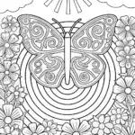 Butterfly Explorer in a Flower Labyrinth Coloring Page
