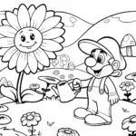Bowser’s Magical Garden Adventure Coloring Page