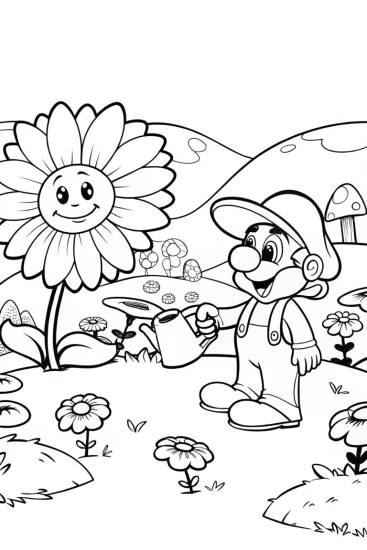A coloring page of Bowser’s Magical Garden Adventure Coloring Page