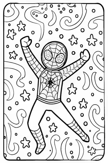A coloring page of Miles Morales Cosmic Dance Coloring Page