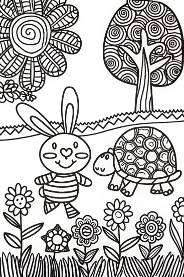 A coloring page of Banban’s whimsical garden dash coloring page