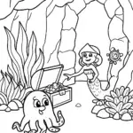 Mermaid Treasure Hunt Coloring Page