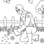 Captain America in the Virtue Garden Coloring Page