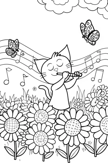 A coloring page of Gabby’s Magical Music Garden Coloring Page