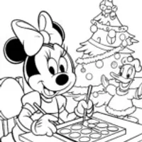 Minnie Mouse Christmas Workshop Coloring Page