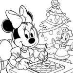 Minnie Mouse Christmas Workshop Coloring Page