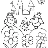 Chickens on Adventure in a Magical Castle Coloring Page