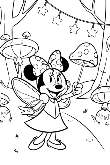 A coloring page of Minnie Mouse’s Enchanted Trick-or-Treat Adventure