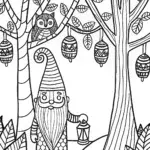 Gnome’s Lantern Adventure Coloring Page