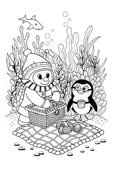 A coloring page of Octonauts Underwater Picnic Coloring Page