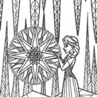 Elsa at the Crystal Cavern Coloring Page