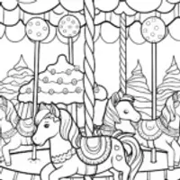 Ice Cream Carousel Adventure Coloring Page