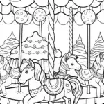 Ice Cream Carousel Adventure Coloring Page