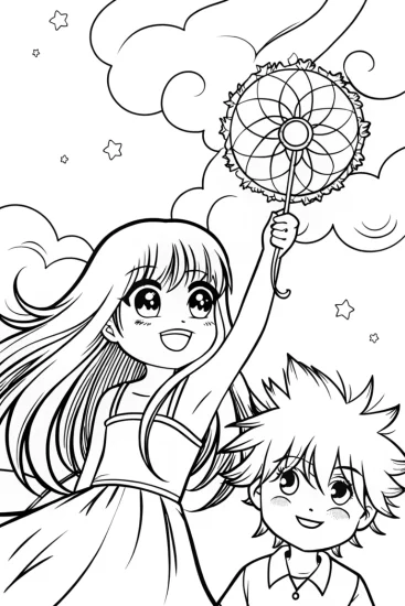 A coloring page of Celestial Dreamweavers Coloring Page