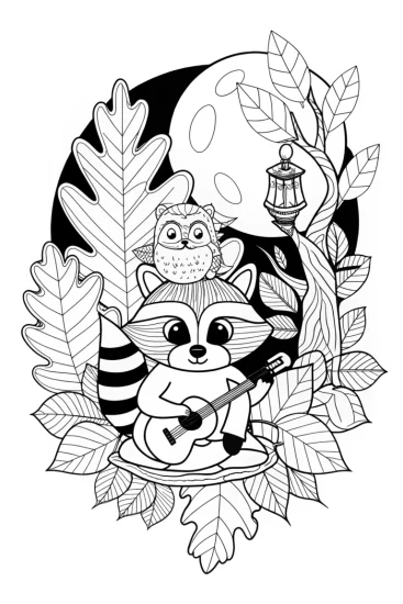 A coloring page of Moonlit Harvest Celebration Coloring Page