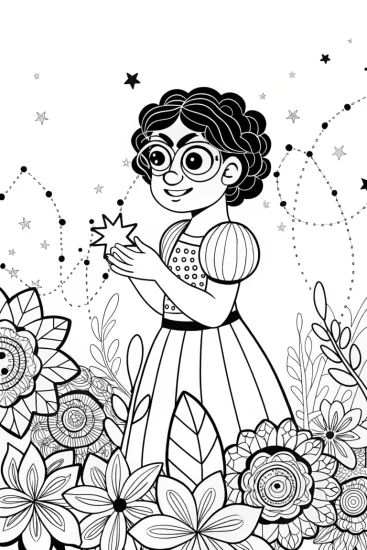 A coloring page of Mirabel’s Magical Constellation Garden Coloring Page