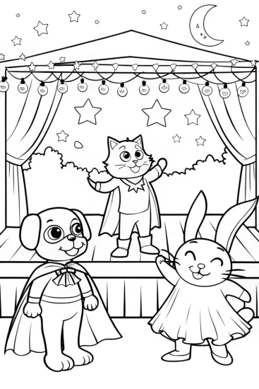 A coloring page of The Great Halloween Costume Contest Coloring Page