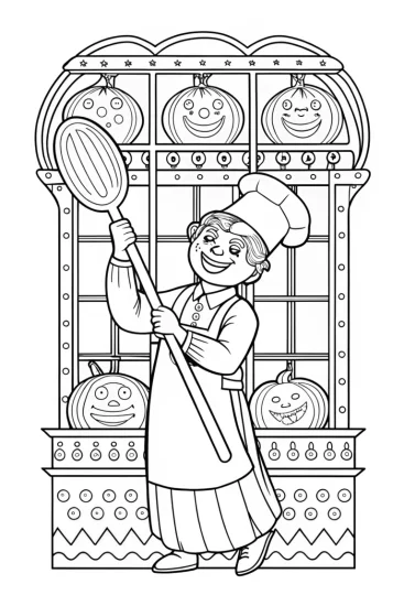 A coloring page of JJ’s Magical Cookbook Adventure Coloring Page