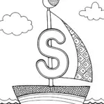 Sailboat ‘S’ Coloring Page with Friendly Bird