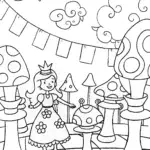 Alice in the Enchanted Chess Parade Coloring Page
