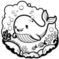 Joyful Whale and Friends Coloring Page
