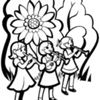 Rainbow High Students in a Musical Garden Coloring Page