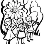 Rainbow High Students in a Musical Garden Coloring Page
