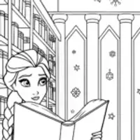 Elsa’s Enchanted Ice Library Coloring Page