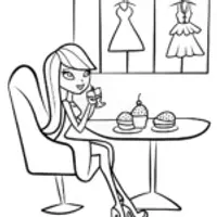 Bratz Dolls in a Cozy Café Coloring Page