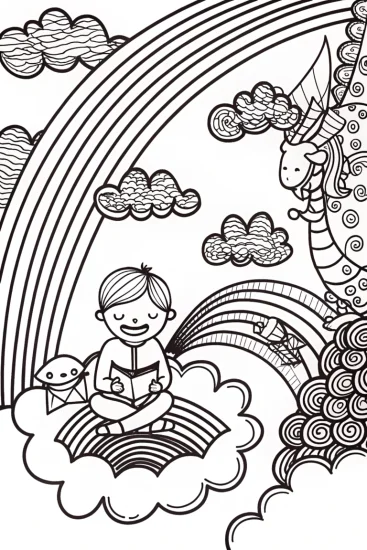 A coloring page of Rainbow Dreams Coloring Page