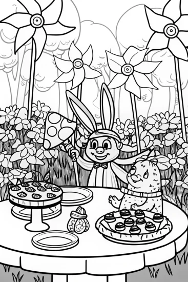A coloring page of Banban’s Enchanted Garden Party Coloring Page