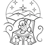 Kirby dancing on a magical music box