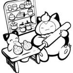 Snorlax Bakery Coloring Page