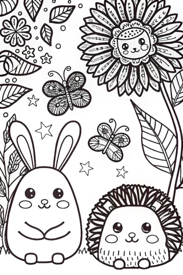 A coloring page of Squishmallow’s fluffy garden quest