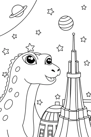 A coloring page of Godzilla’s Galactic Adventure Coloring Page