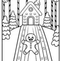 Gingerbread House on Candy Mountain Coloring Page