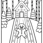 Gingerbread House on Candy Mountain Coloring Page