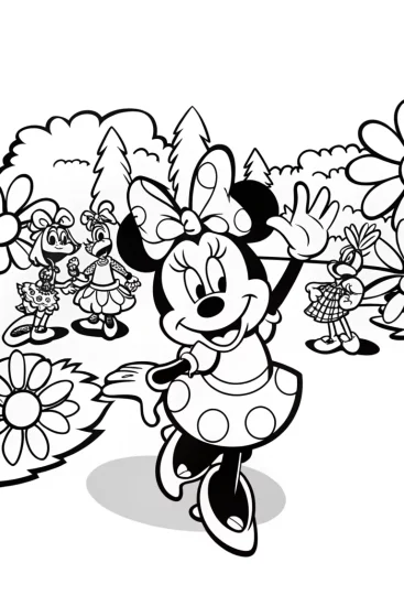 A coloring page of Minnie Mouse’s Garden Parade Coloring Page