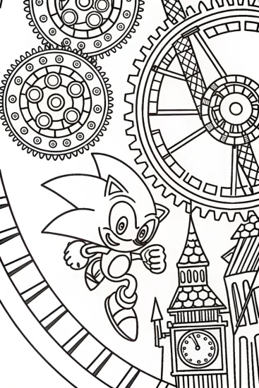 A coloring page of Sonic’s Time Travel Adventure Coloring Page