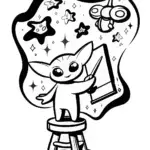 Baby Yoda’s Space Art Studio Coloring Page