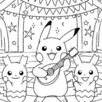 Pikachu’s Enchanted Music Festival Coloring Page