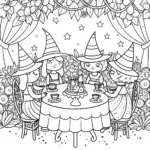 Witch’s Garden Tea Party Coloring Page