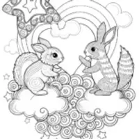 Rainbow Friends’ Cloud Sculpting Adventure Coloring Page