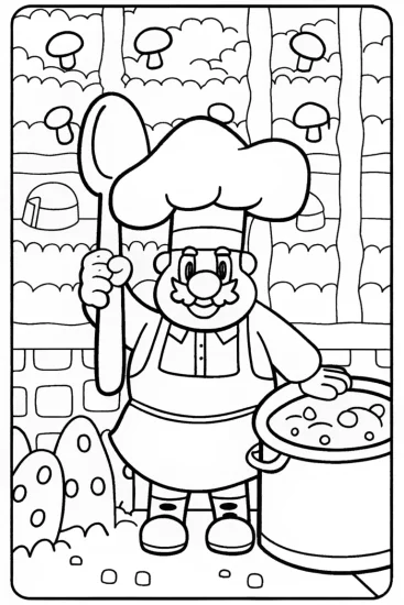 A coloring page of Bowser’s Culinary Adventure Coloring Page
