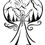 Elsa and the Aurora Borealis Coloring Page