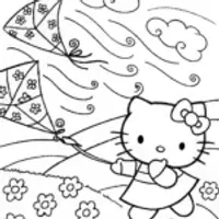 Hello Kitty’s Magical Windy Day Coloring Page