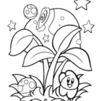Kirby’s Galactic Garden Adventure Coloring Page