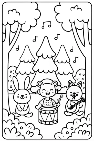 A coloring page of Baby’s Musical Adventure Coloring Page